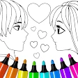 Valentines love coloring book icon