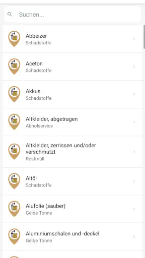 abfallApp MEG screenshot