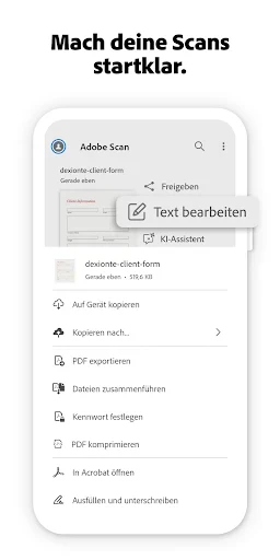 Adobe Scan KI-PDF Scanner, OCR screenshot