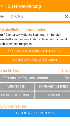 dict.cc Wörterbuch screenshot