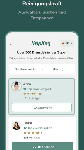 Helpling screenshot