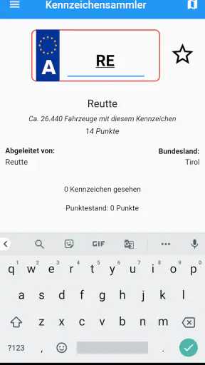 Kennzeichensammler screenshot