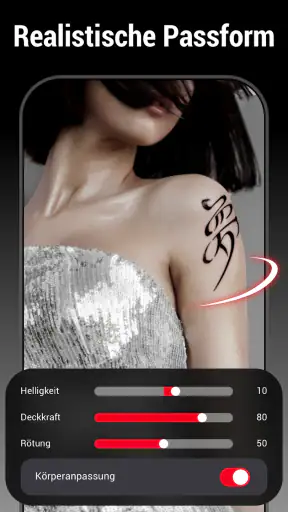 KI-Tattoo-Design, Körpereditor screenshot