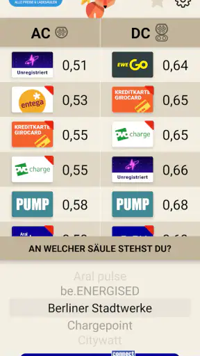 Ladefuchs: EV Strompreise screenshot