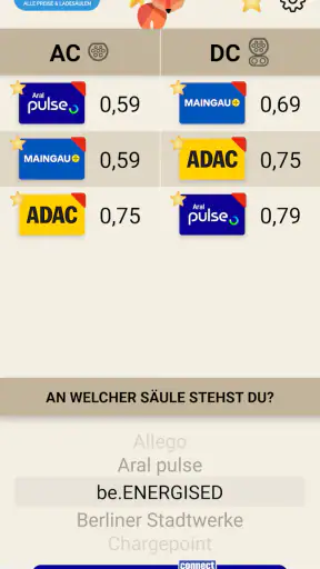 Ladefuchs: EV Strompreise screenshot