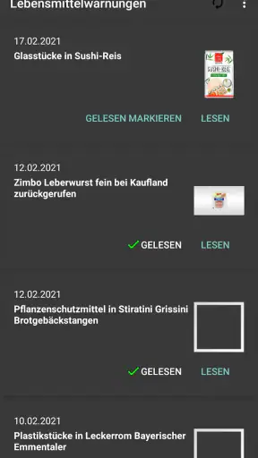 Lebensmittelwarnung screenshot