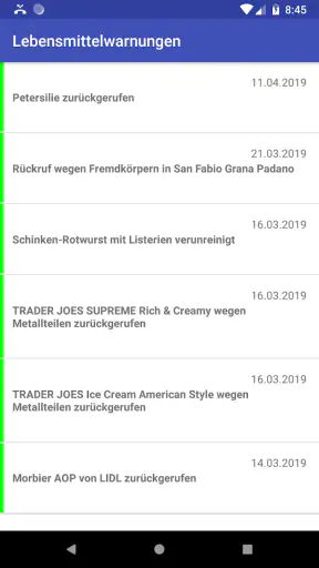 Lebensmittelwarnung screenshot