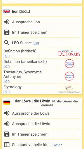 LEO Wörterbuch screenshot