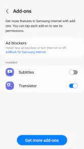 Samsung Browser screenshot