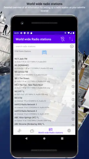 Satellite channels screenshot
