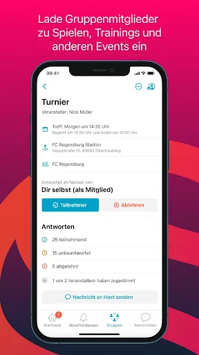 Spond; Mannschaftsorganisation screenshot