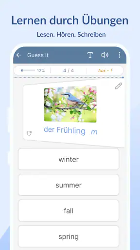 Vokabeltrainer mit Lernkarten screenshot