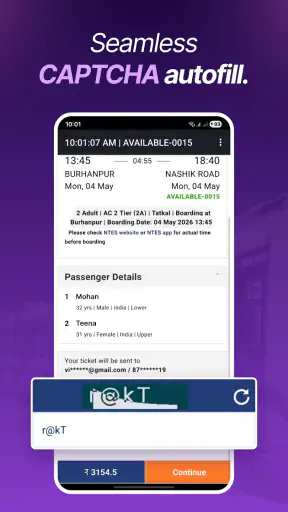 Auto Train Ticket Booking screenshot