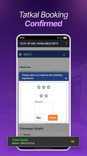 Auto Train Ticket Booking screenshot