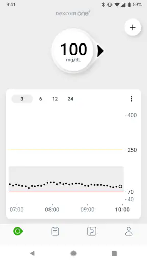 Dexcom ONE+ screenshot