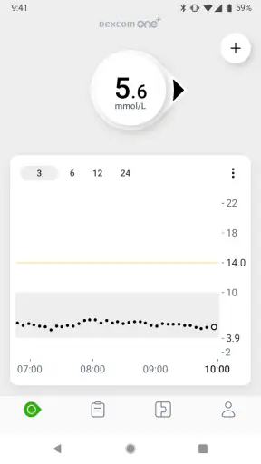 Dexcom ONE+ screenshot
