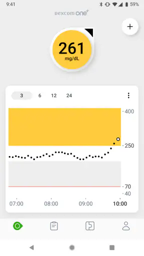 Dexcom ONE+ screenshot