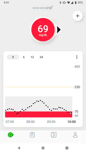 Dexcom ONE+ screenshot