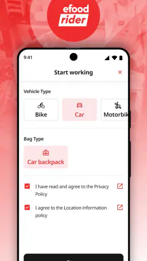 efood rider app screenshot
