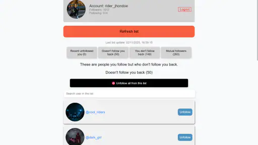 Followers & Unfollowers screenshot