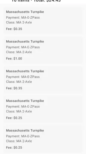 Toll Calculator GPS Navigation screenshot