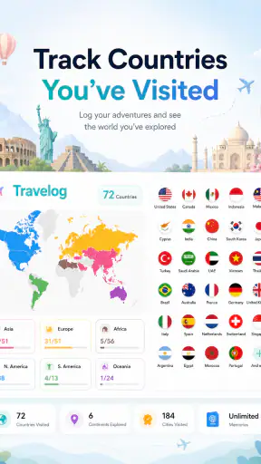 Travelog: Travel Map Tracker screenshot