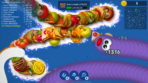Worms Zone - Πεινασμένο φίδι screenshot