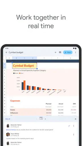 Φύλλα Google screenshot