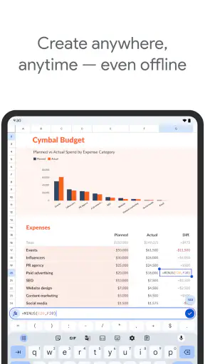 Φύλλα Google screenshot