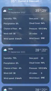 9Weather: Weather forecast screenshot
