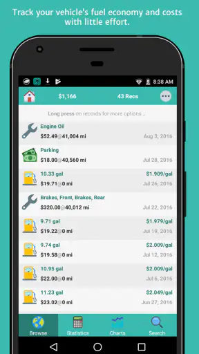 aCar - Car Management, Mileage screenshot