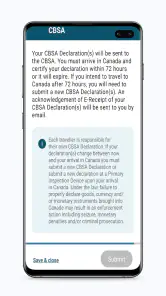 ArriveCAN screenshot