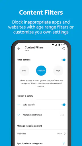 AT&T Secure Family® parent app screenshot