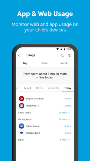 AT&T Secure Family® parent app screenshot