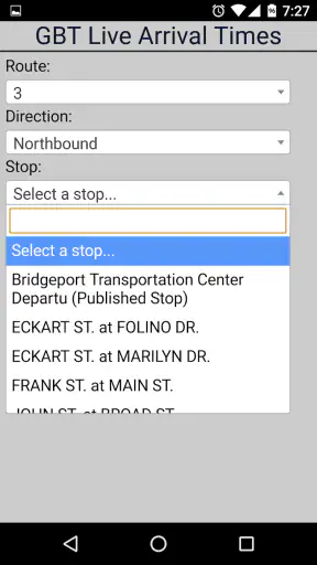Bridgeport GBT Bus Tracker screenshot