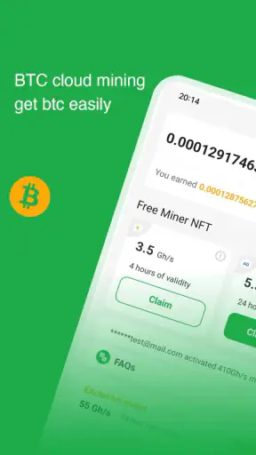 BtcCoin-Cloud Miner Mining screenshot