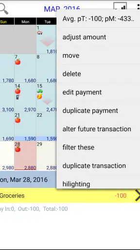 Budget Calendar screenshot