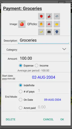 Budget Calendar screenshot