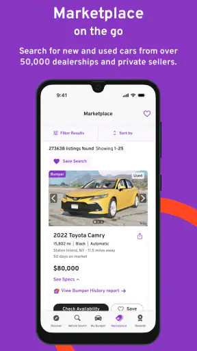 Bumper Vehicle History Reports screenshot