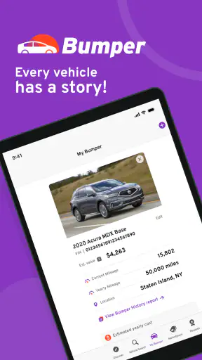 Bumper Vehicle History Reports screenshot