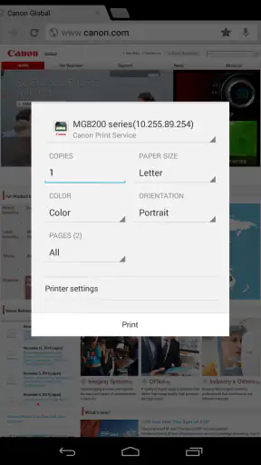 Canon Print Service screenshot