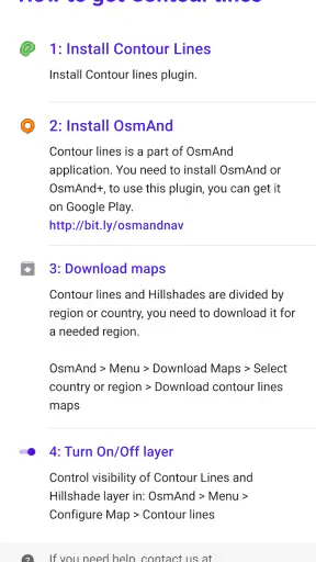 Contour lines plugin — OsmAnd screenshot