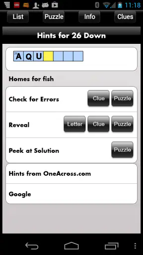 Crosswords screenshot