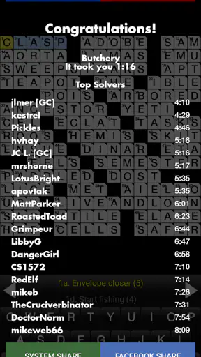 Crosswords screenshot