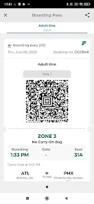 Frontier Airlines screenshot