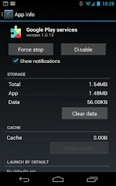 Google Play Services screenshot