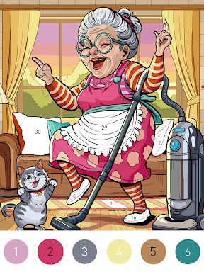 Granny Color By Number Game screenshot