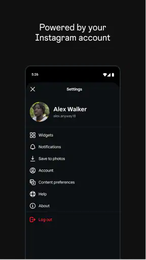 Instants, an Instagram app screenshot