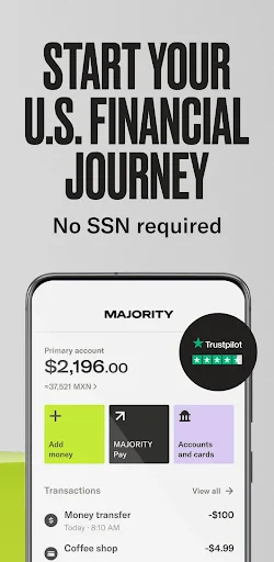 MAJORITY: Mobile banking screenshot