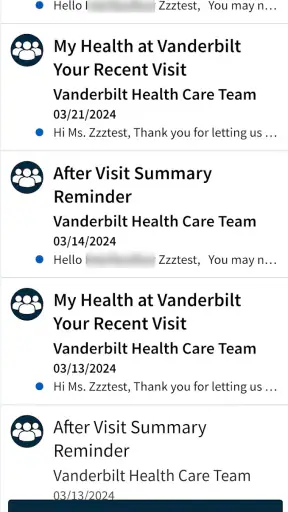 My Health at Vanderbilt screenshot